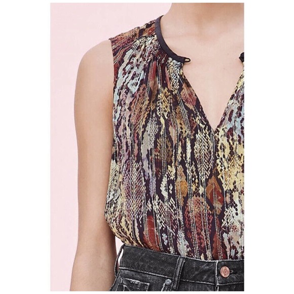 REBECCA TAYLOR Sleeveless Snake-Print Metallic Top $145 Women Size 2 - Picture 8 of 8